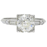Bold Retro 2.34 CTW Old European Diamond Platinum Engagement Ring GIA Wilson's Estate Jewelry