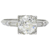 Bold Retro 2.34 CTW Old European Diamond Platinum Engagement Ring GIA Wilson's Estate Jewelry