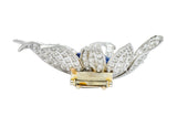 Boucheron Paris 1960's 8.60 CTW Diamond Sapphire Platinum 18 Karat Gold Flower Brooch - Wilson's Estate Jewelry