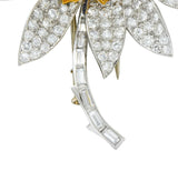 Boucheron Paris 1960's 8.60 CTW Diamond Sapphire Platinum 18 Karat Gold Flower Brooch - Wilson's Estate Jewelry