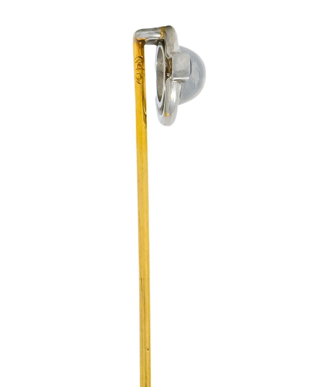 Brassler Co. 1910 Art Nouveau Moonstone Sapphire Platinum Stickpin - Wilson's Estate Jewelry