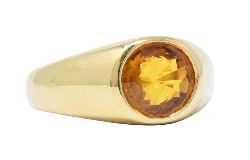 Bright 2.20 CTS Orange Sapphire & 18K Gold Men's Ring Wilson's Estate Jewelry