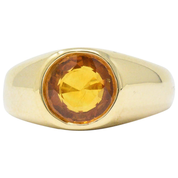 Bright 2.20 CTS Orange Sapphire & 18K Gold Men's Ring Wilson's Estate Jewelry