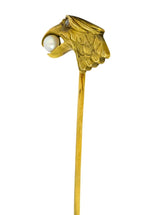 Brokaw & Son Art Nouveau Pearl Diamond 14 Karat Gold Stickpin - Wilson's Estate Jewelry