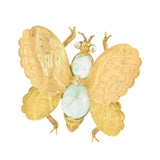 Buccellati 1960's 4.00 CTW Emerald Seed Pearl 18 Karat Gold Butterfly Brooch Wilson's Estate Jewelry
