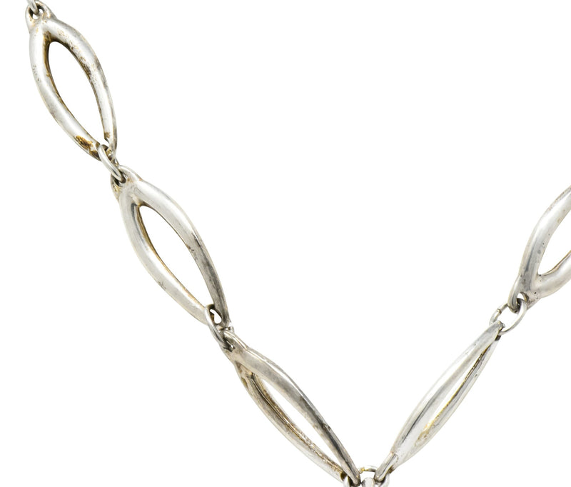 Buccellati Bold Enamel Sterling Silver Vintage Drop Pendant Necklace - Wilson's Estate Jewelry