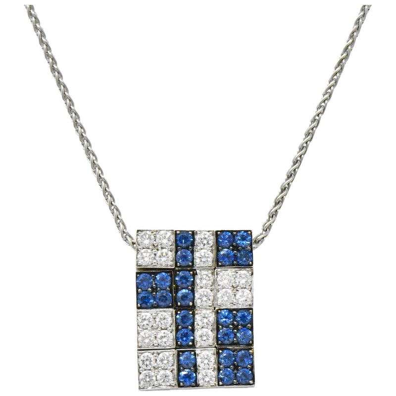 Bulgari 1.25 CTW Diamond Sapphire 18 Karat White Gold Enigma Necklace Wilson's Estate Jewelry
