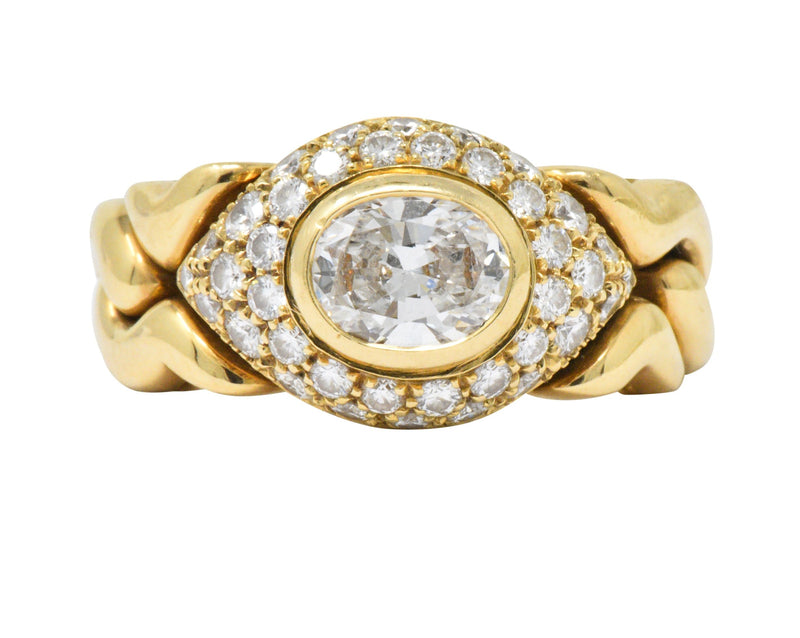 Bulgari 1.55 CTW Diamond 18 Karat Gold Alveare Ring CA 1980 Wilson's Estate Jewelry