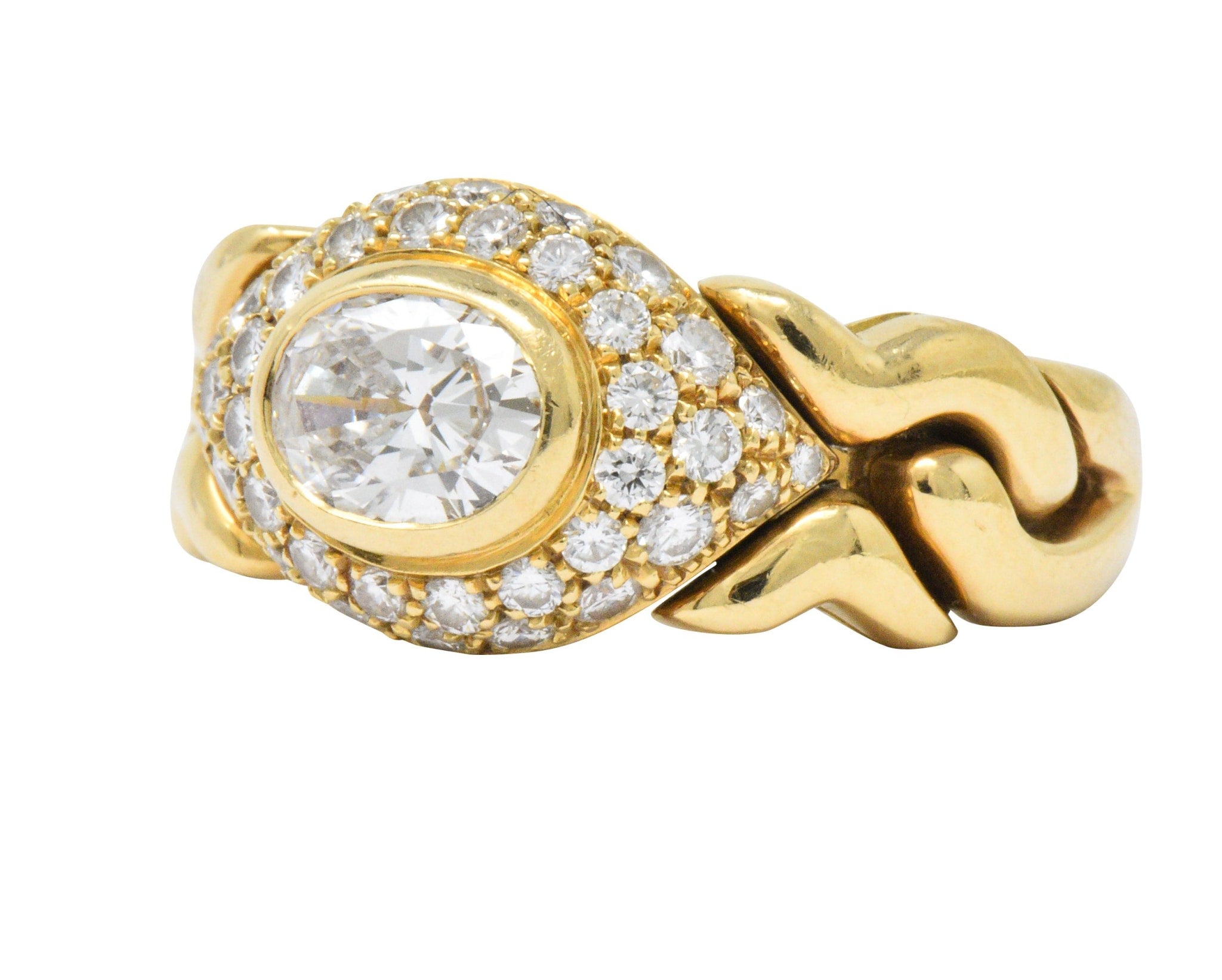 Bulgari 1.55 CTW Diamond 18 Karat Gold Alveare Ring CA 1980 Wilson's Estate Jewelry