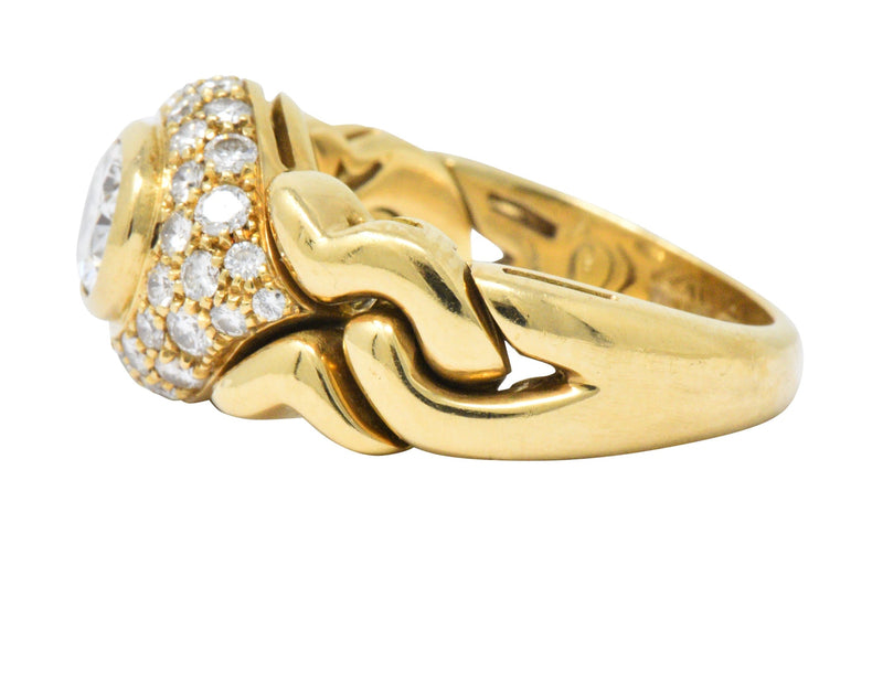 Bulgari 1.55 CTW Diamond 18 Karat Gold Alveare Ring CA 1980 Wilson's Estate Jewelry
