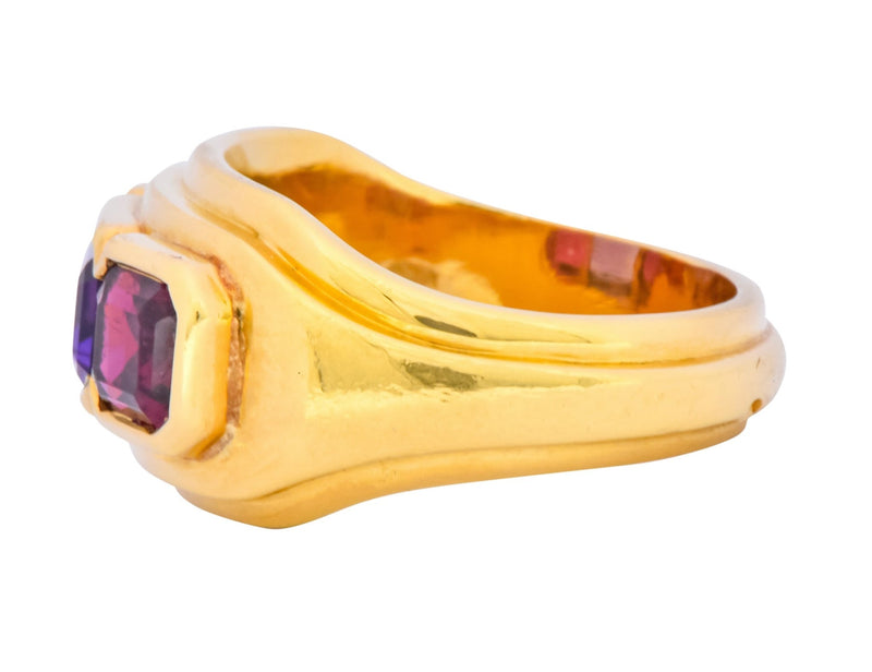 Bulgari 1.88 CTW Tourmaline Amethyst 18 Karat Gold Italian Band Ring - Wilson's Estate Jewelry