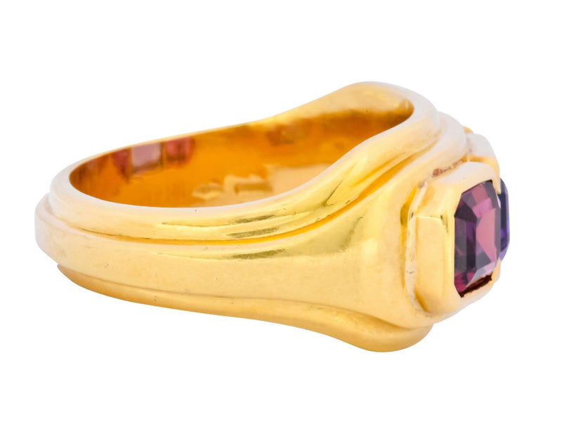 Bulgari 1.88 CTW Tourmaline Amethyst 18 Karat Gold Italian Band Ring - Wilson's Estate Jewelry