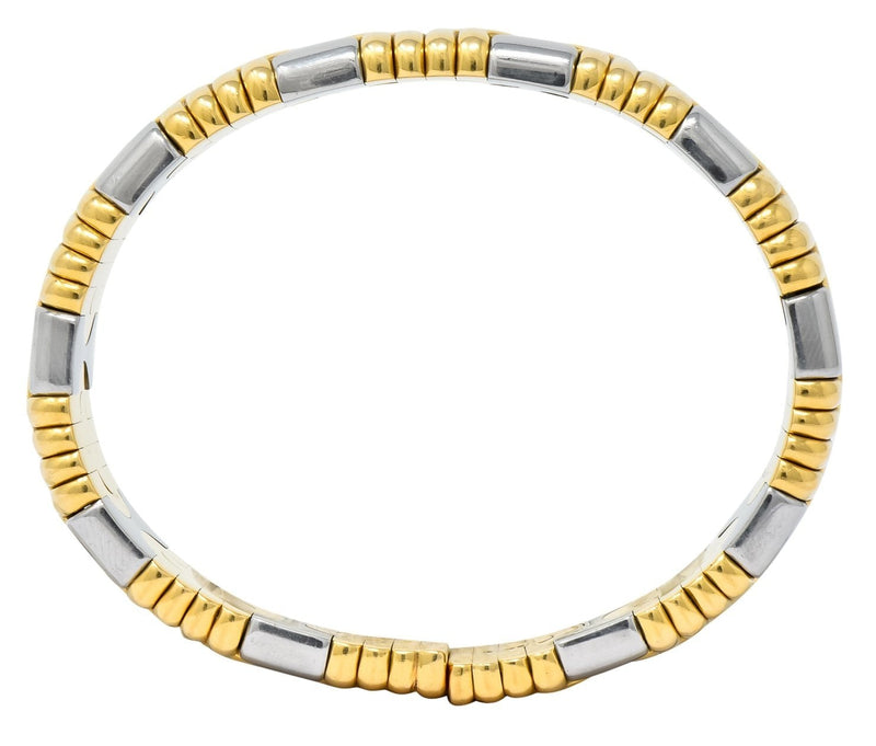 Bulgari 18 Karat Gold Stainless Steel Parentesi Bangle Bracelet - Wilson's Estate Jewelry