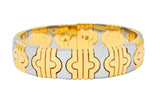 Bulgari 18 Karat Gold Stainless Steel Parentesi Bangle Bracelet - Wilson's Estate Jewelry