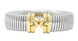 Bulgari 18 Karat Gold Steel Parentesi Tubogas Cuff Bracelet - Wilson's Estate Jewelry