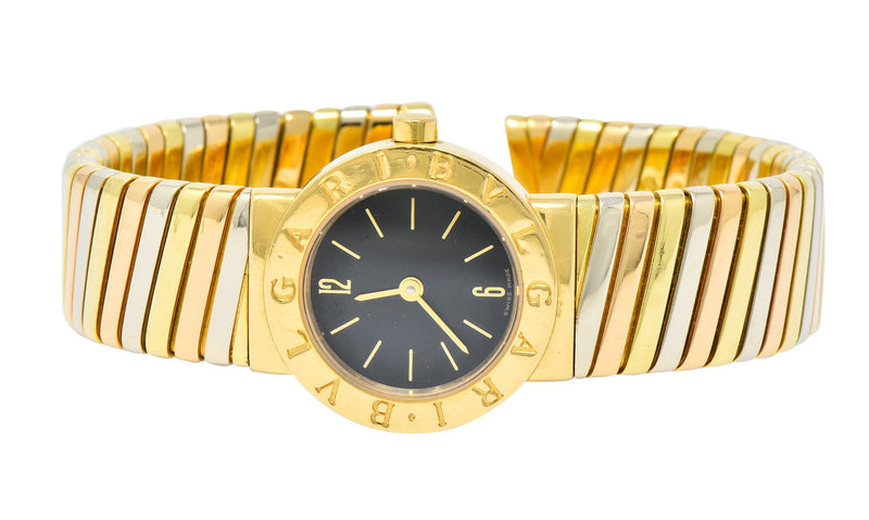 Bulgari 18 Karat Tri-Color Gold Tubogas Serpenti Flex Band Quartz Wrist Watch - Wilson's Estate Jewelry