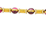 Bulgari 1970's 3.40 CTW Diamond Pink Tourmaline 18 Karat Gold Bracelet Wilson's Estate Jewelry