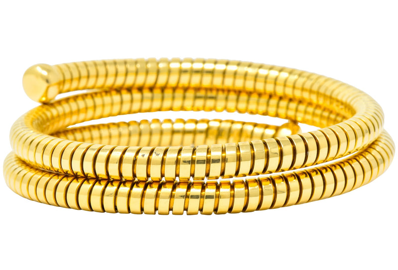 Bulgari 1980 18 Karat Yellow Gold Tubogas Wrap Style Bangle Bracelet - Wilson's Estate Jewelry
