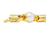 Bulgari 1980 Cultured Pearl 18 Karat Gold Link Bracelet - Wilson's Estate Jewelry