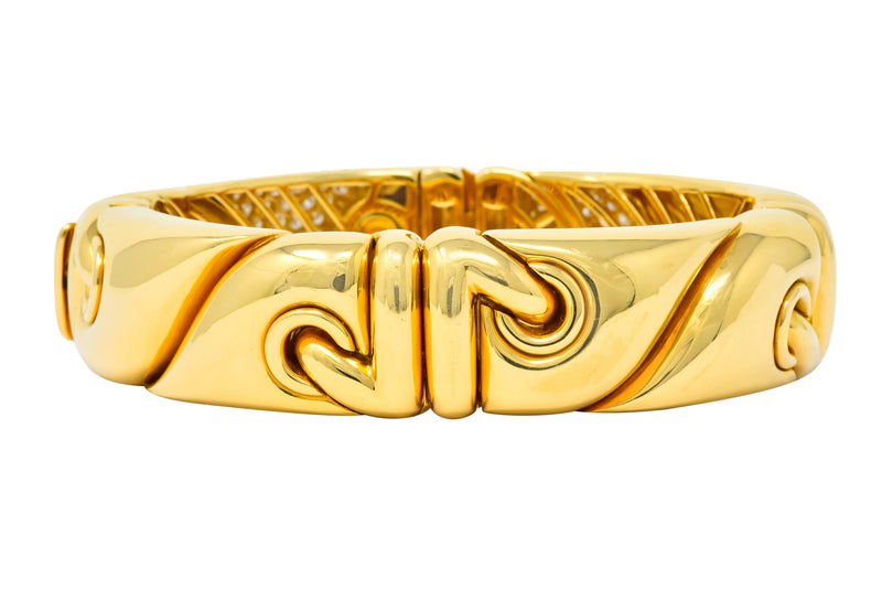 Bulgari 4.30 CTW Diamond 18 Karat Gold Stylized Link Cuff Bracelet - Wilson's Estate Jewelry