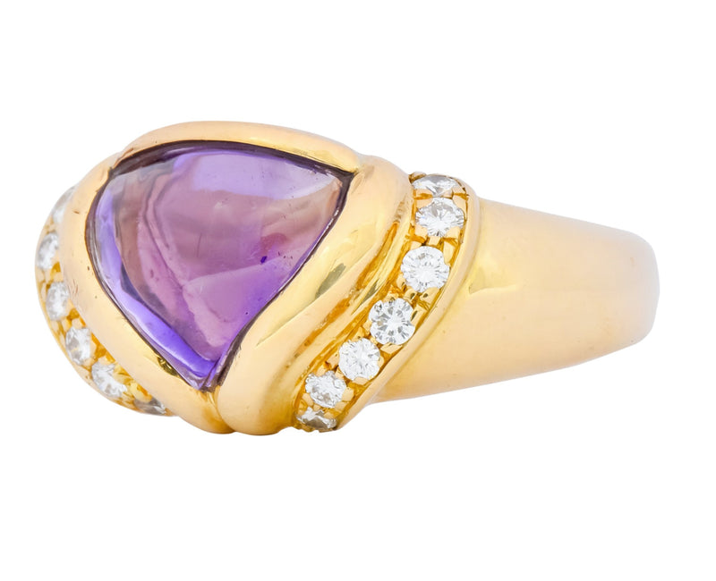 Bulgari Amethyst Diamond 18 Karat Gold Ring - Wilson's Estate Jewelry