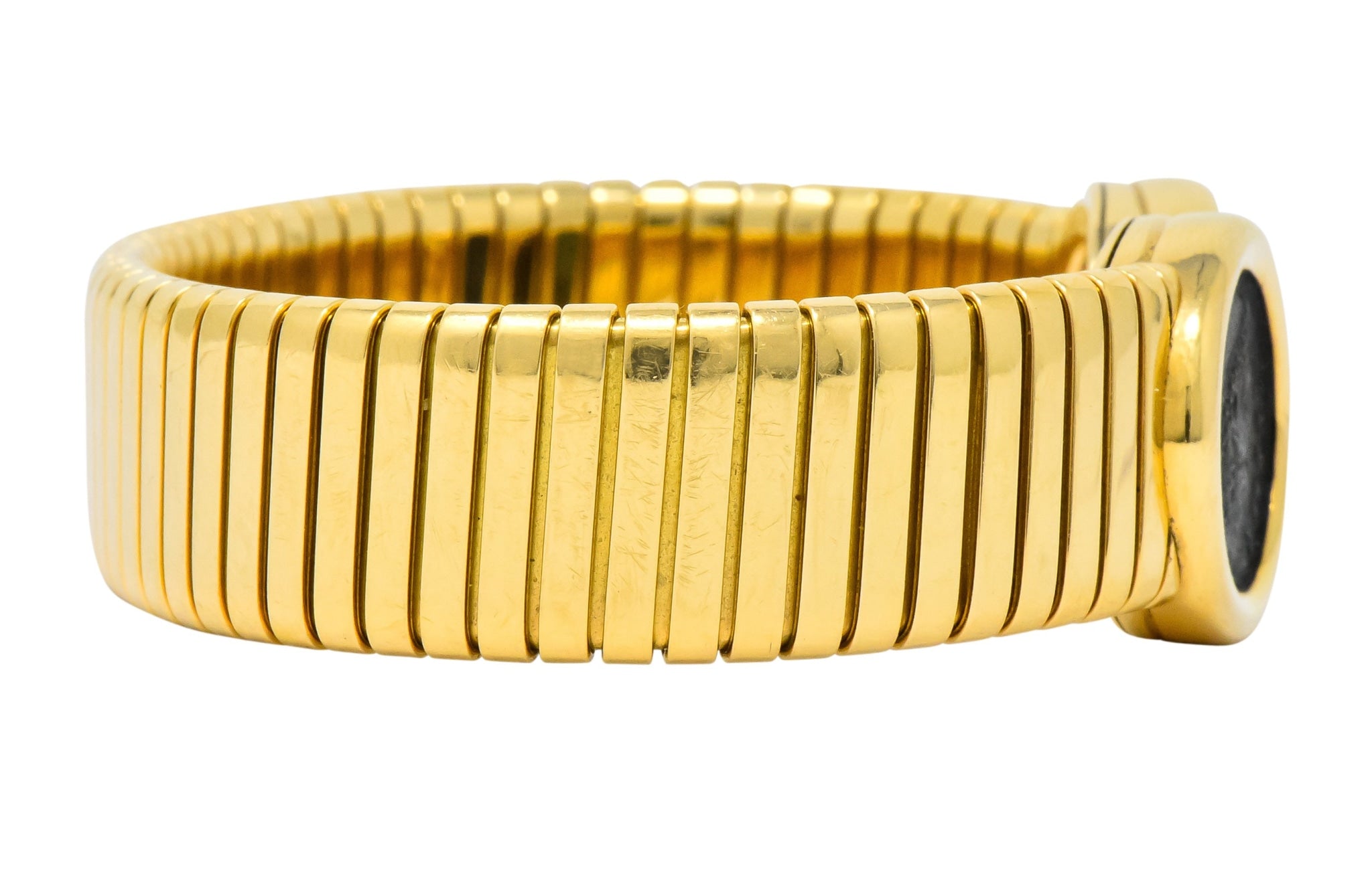 Bulgari Ancient Coin 18 Karat Gold Monete Emperor Constans of Rome Bangle Bracelet - Wilson's Estate Jewelry
