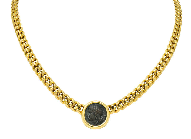 Lot - 18K Bvlgari Roman Coin Necklace