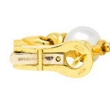 Bulgari Cultured Pearl 18 Karat Yellow Gold Drop Earrings Circa 1980 - Wilson's Estate Jewelry