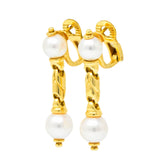 Bulgari Cultured Pearl 18 Karat Yellow Gold Drop Earrings Circa 1980 - Wilson's Estate Jewelry