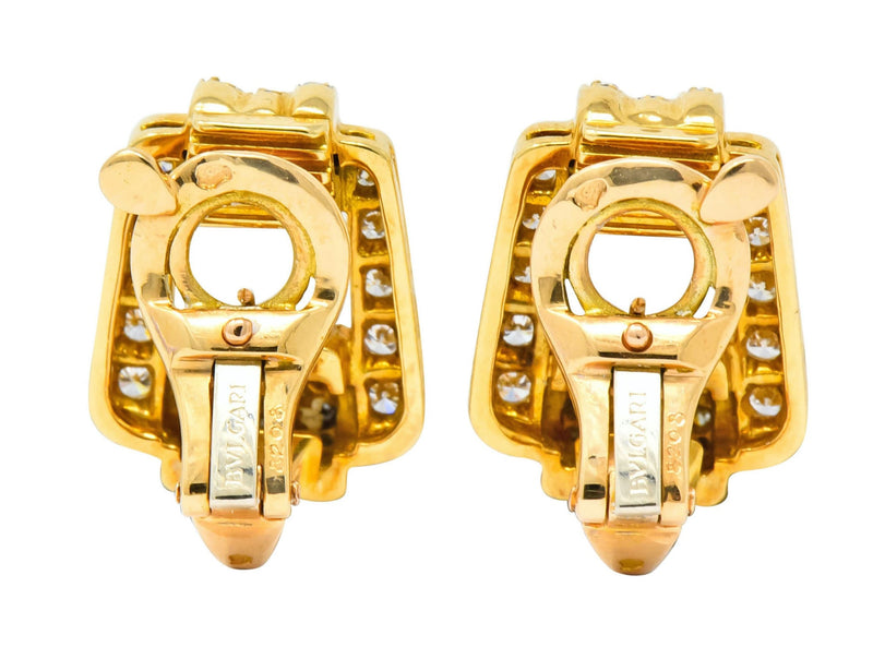 Bulgari Diamond 18 Karat Gold Link Ear-Clip Earrings - Wilson's Estate Jewelry