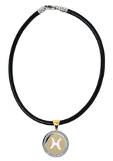 Bulgari Modern 18 Karat Gold Steel Gemini Zodiac Tondo Pendant Necklace - Wilson's Estate Jewelry