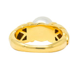 Bulgari Vintage Pearl 18 Karat Yellow Gold Ring Circa 1980 - Wilson's Estate Jewelry