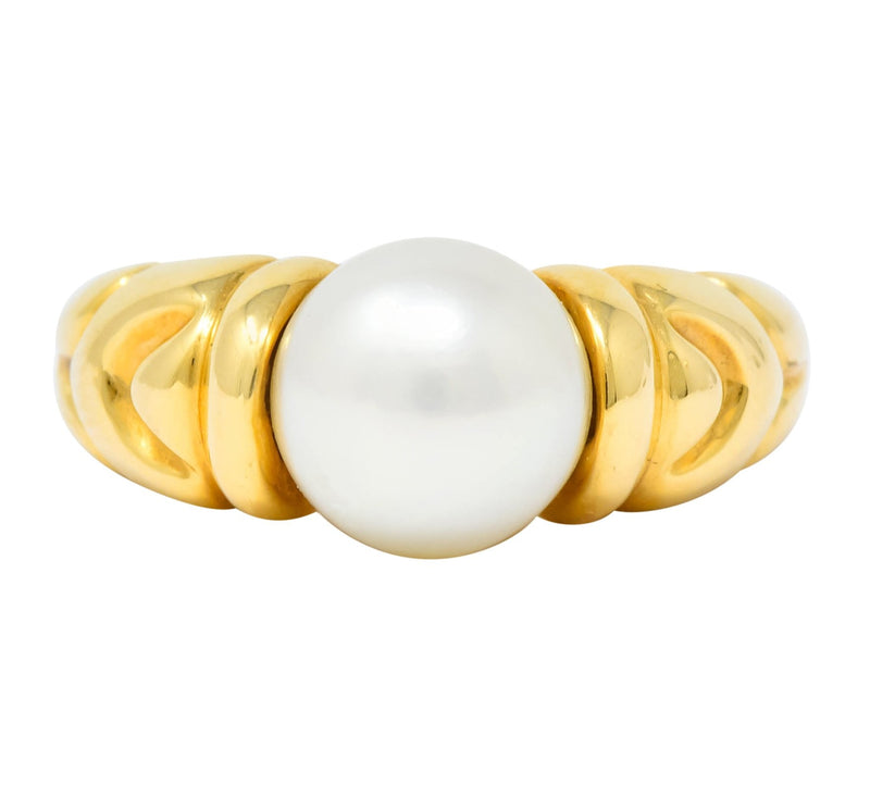 Bulgari Vintage Pearl 18 Karat Yellow Gold Ring Circa 1980 - Wilson's Estate Jewelry