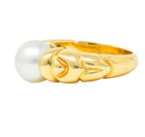Bulgari Vintage Pearl 18 Karat Yellow Gold Ring Circa 1980 - Wilson's Estate Jewelry
