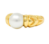 Bulgari Vintage Pearl 18 Karat Yellow Gold Ring Circa 1980 - Wilson's Estate Jewelry