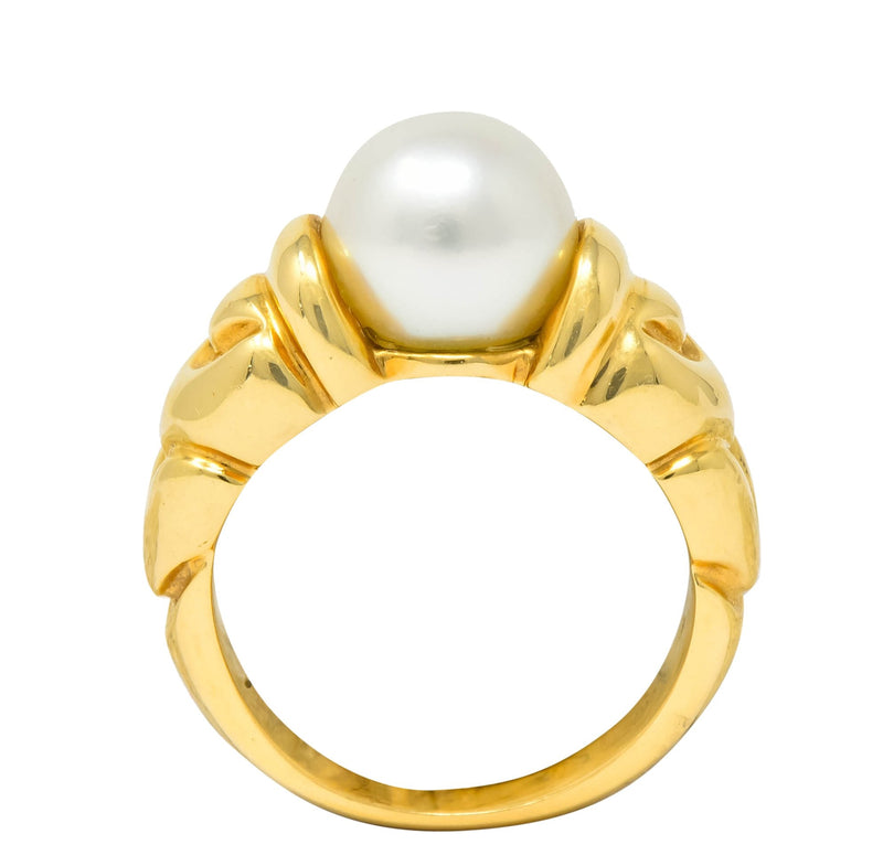 Bulgari Vintage Pearl 18 Karat Yellow Gold Ring Circa 1980 - Wilson's Estate Jewelry