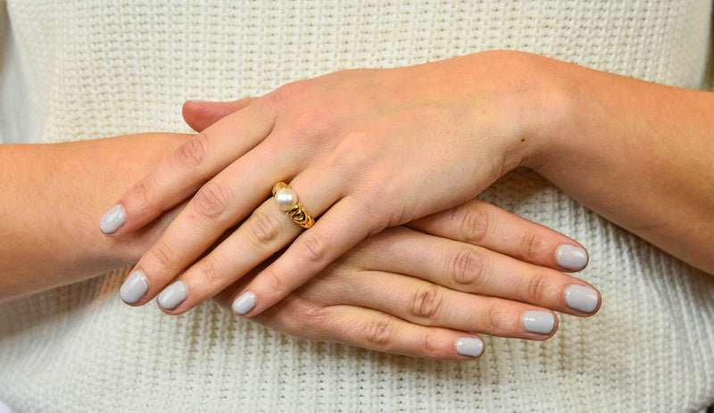 Bulgari Vintage Pearl 18 Karat Yellow Gold Ring Circa 1980 - Wilson's Estate Jewelry