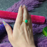 David Yurman Chrysoprase Cabochon Diamond 18 Karat Yellow Gold Chatelaine Gemstone Ring