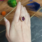 Romantic Amethyst Diamond 18 Karat Rose Gold Cocktail Ring