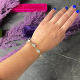 1940's Retro Moonstone 14 Karat Yellow Gold Gemstone Link Vintage Bracelet