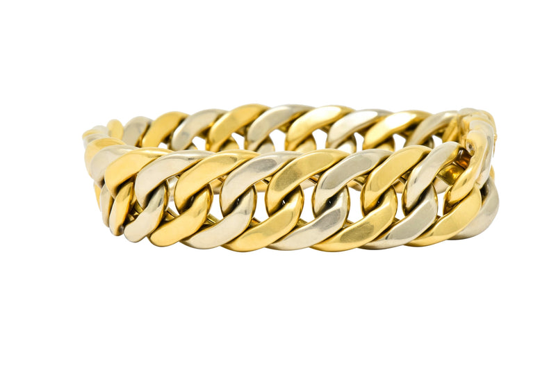 Carlo Weingrill Italian 18 Karat Two-Tone Gold Curb Link Unisex Bracelet - Wilson's Estate Jewelry