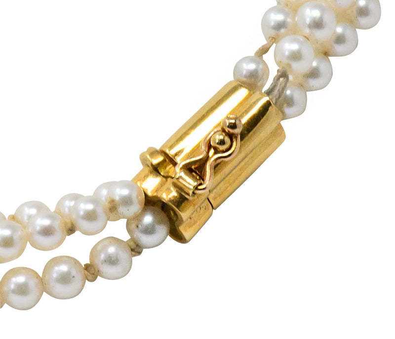 Carrera y Carrera 0.30 CTW Diamond Pearl 18 Karat Gold Las Manos Multi-Strand Necklace - Wilson's Estate Jewelry