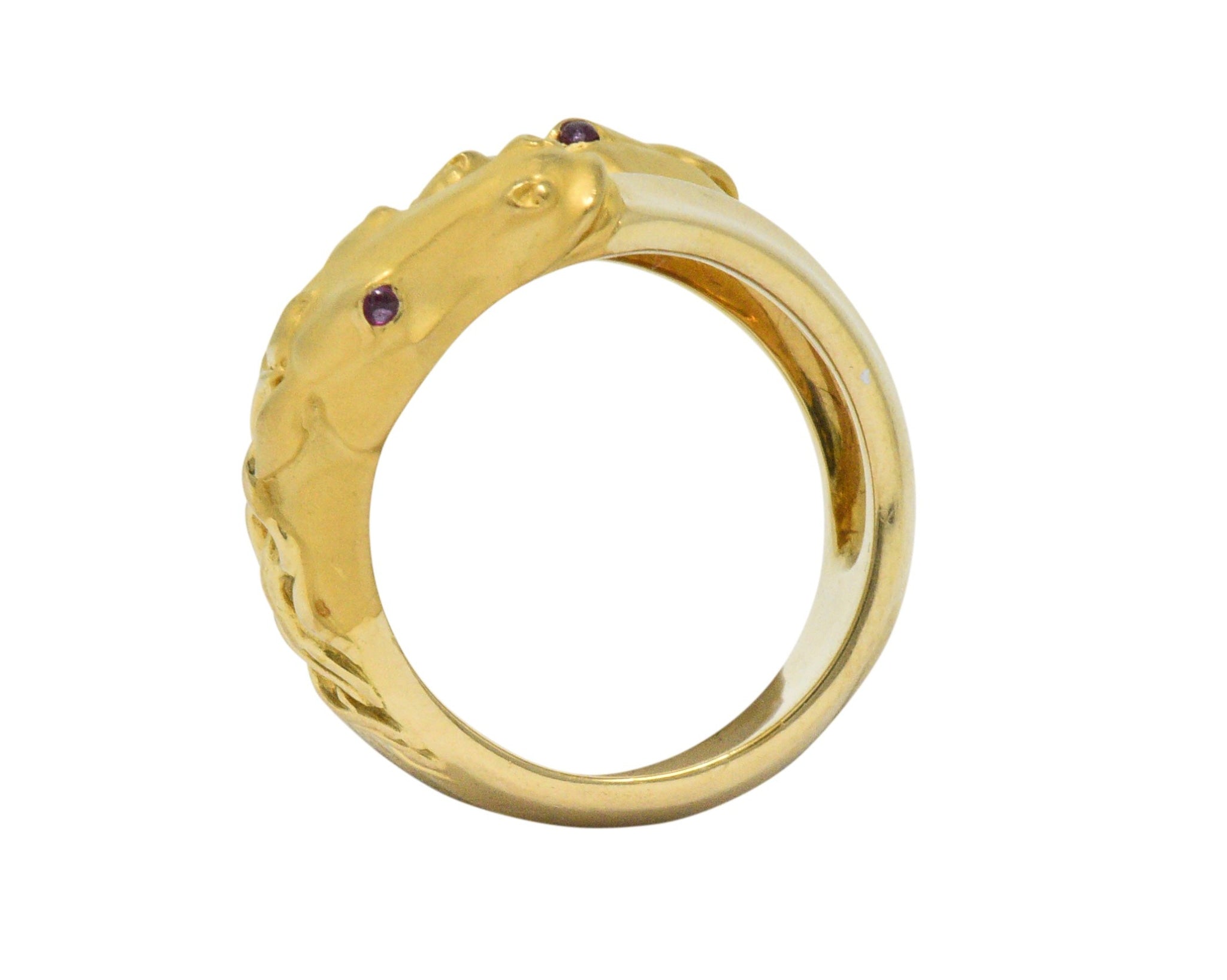 Carrera Y Carrera 0.30 CTW Diamond Ruby 18 Karat Gold Ecuestre Horse Ring Wilson's Estate Jewelry