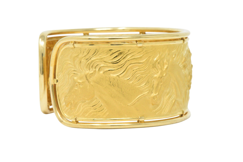 Carrera Y Carrera 18 Karat Gold Ecuestre Horse Cuff Bracelet Wilson's Estate Jewelry