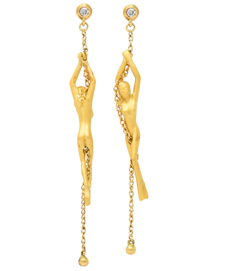 Carrera y Carrera Diamond 18 Karat Gold Chain Women Drop Earrings - Wilson's Estate Jewelry