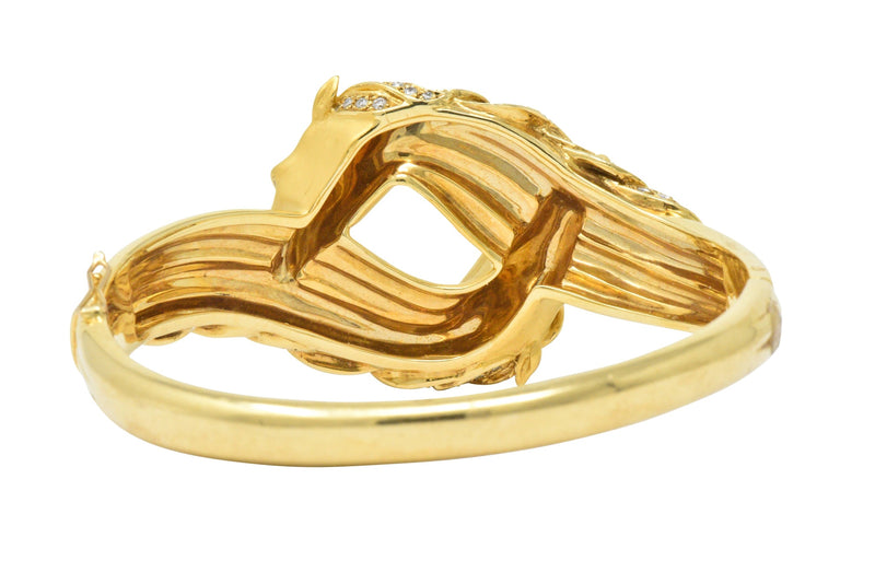 Carrera Y Carrera Ecuestre 1.45 CTW Diamond 18 Karat Horse Gold Bangle Bracelet Wilson's Estate Jewelry