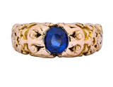 Carter Gough & Co. 1.32 CTW No Heat Sapphire 14 Karat Gold Anemoi God of Wind Unisex Ring AGL - Wilson's Estate Jewelry