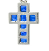 Cartier 1.25 CTW Sapphire Diamond Platinum Unisex Cross Pendant Charm - Wilson's Estate Jewelry