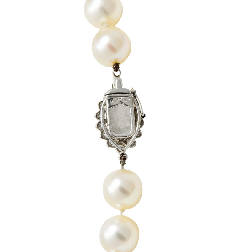 Cartier 1.31 CTW Diamond Cultured Pearl Platinum Knotted Strand Necklace GIA - Wilson's Estate Jewelry