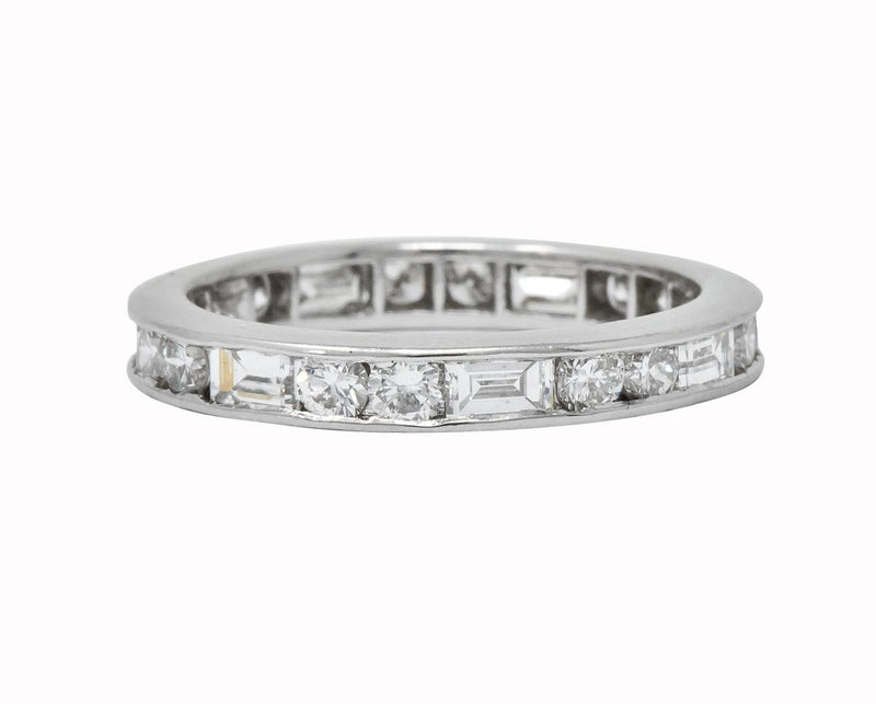 Cartier 1.75 CTW Round Brilliant Baguette Diamond Platinum Eternity Band Ring - Wilson's Estate Jewelry